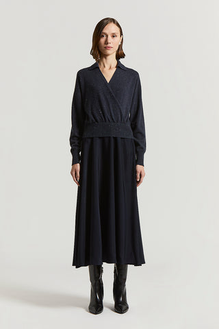 Tricot viscose-blend twill dress