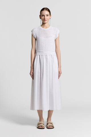 Bi-material cotton dress