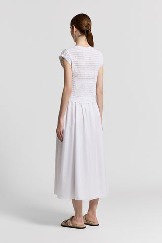 Bi-material cotton dress