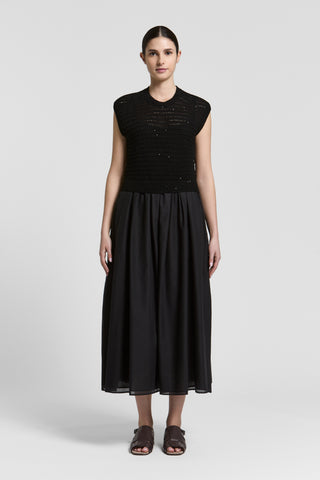 Bi-material cotton dress