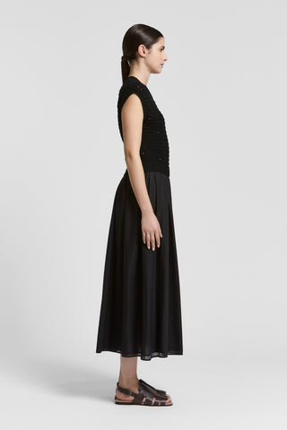 Bi-material cotton dress