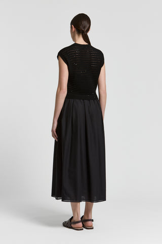 Bi-material cotton dress