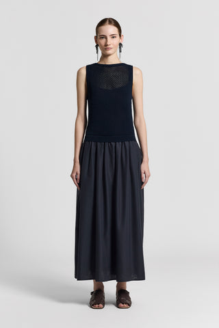 Bi-material premium cotton dress