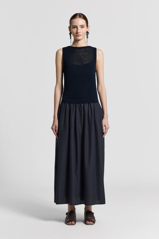 Bi-material premium cotton dress