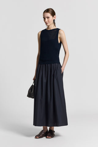 Bi-material premium cotton dress