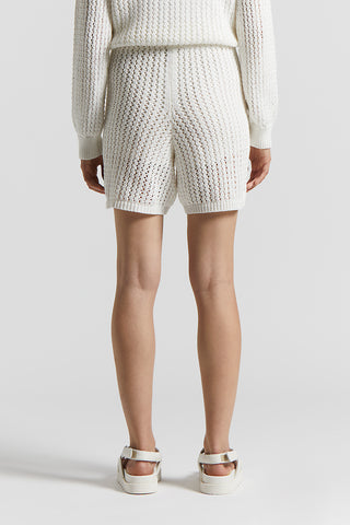 Shorts in pure cotton yarn and micro-sequins