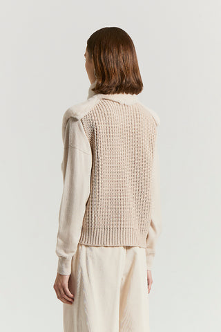 Wool, cashmere and rex lapin fur vest