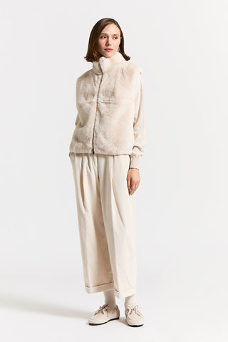 Wool, cashmere and rex lapin fur vest