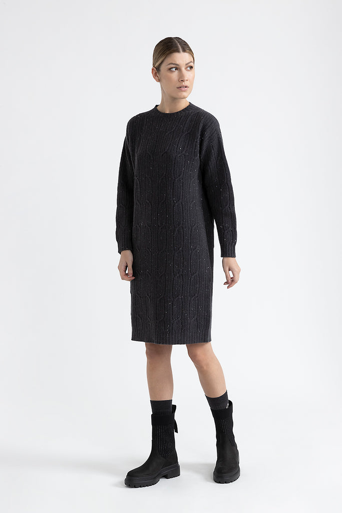 Wool, silk, cashmere and lurex midi dress  