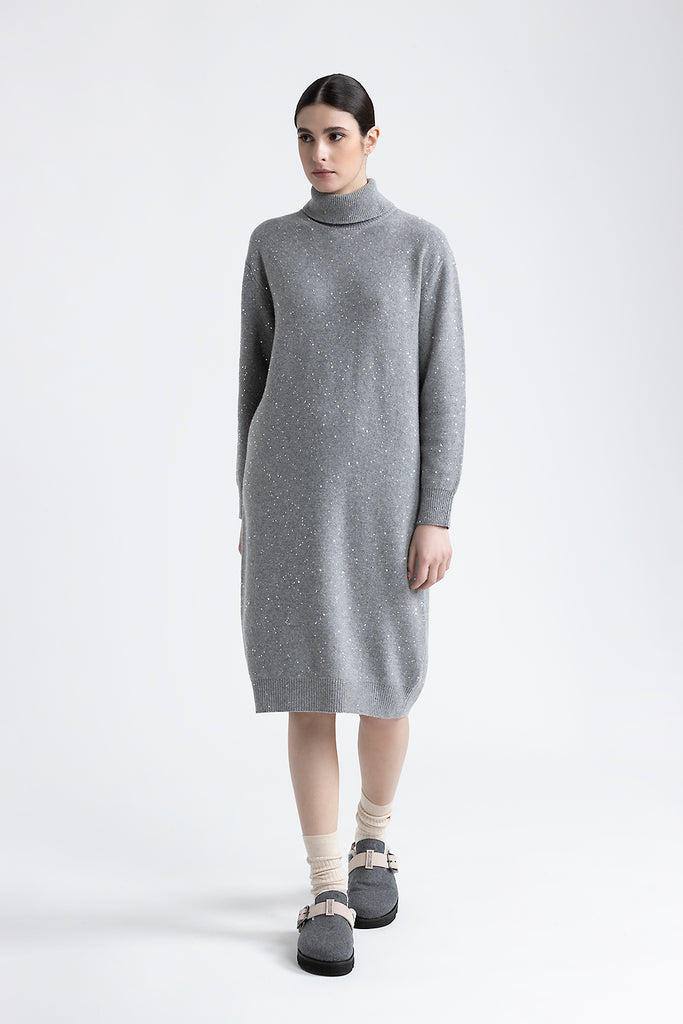 Wool, silk, cashmere dress with sequins  