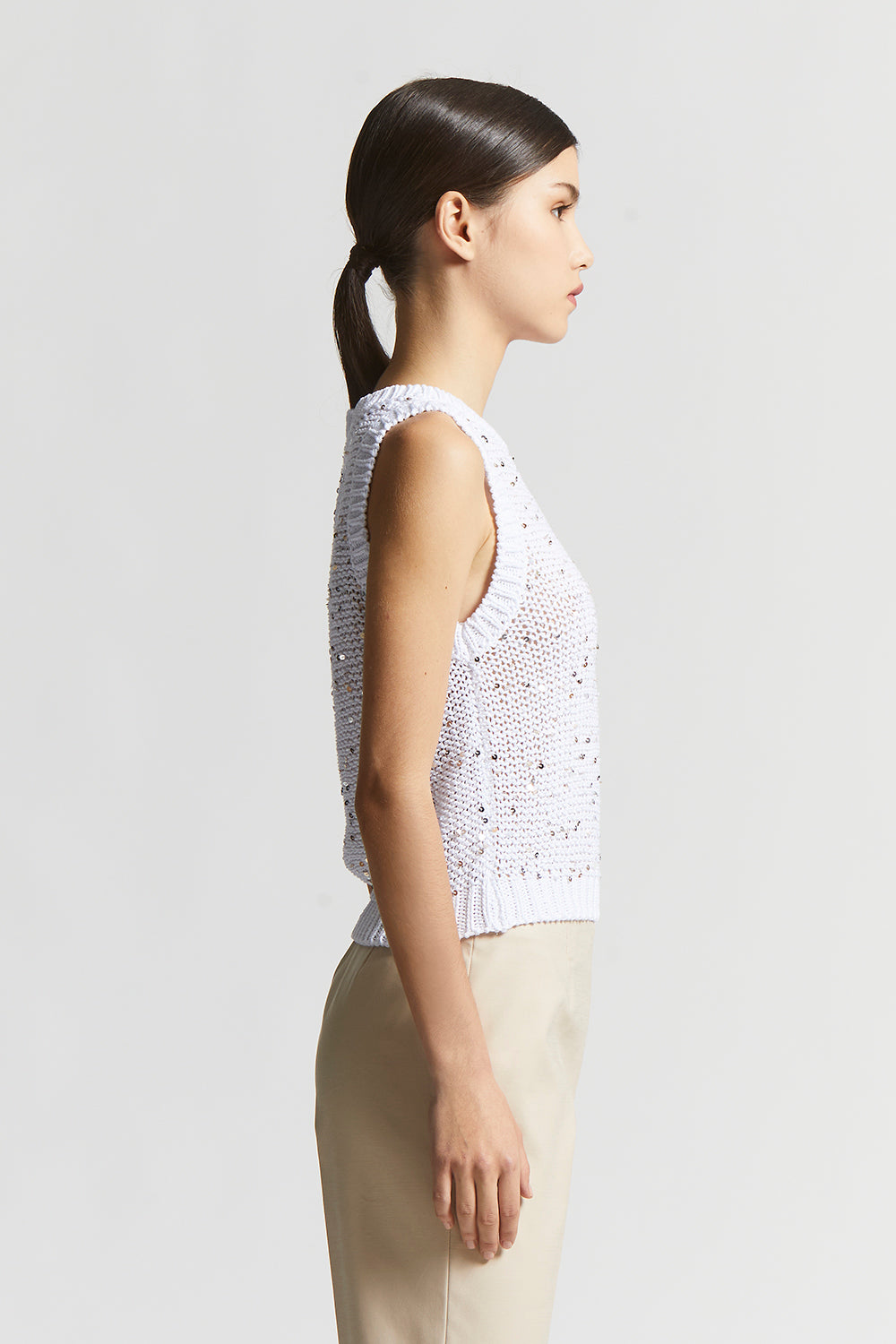Cotton webbing top with sequins | Peserico