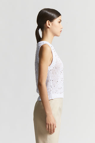 Cotton webbing top with sequins