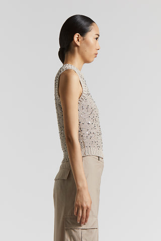 Cotton webbing top with sequins