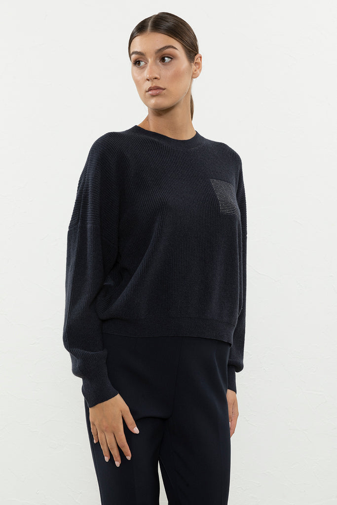 Wool, silk and cashmere sweater with Punto Luce  