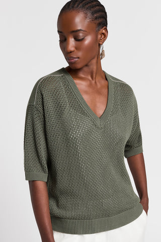 Pure cotton V-neck sweater