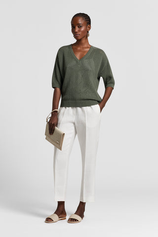 Pure cotton V-neck sweater