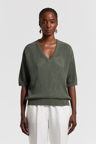 Pure cotton V-neck sweater
