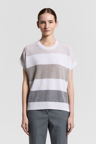 Kurzärmeliger Pullover aus Leinen und Baumwolle