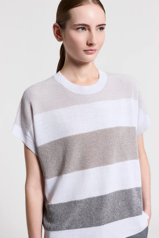 Kurzärmeliger Pullover aus Leinen und Baumwolle
