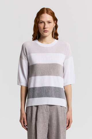 Sequined cotton/linen crepe sweater