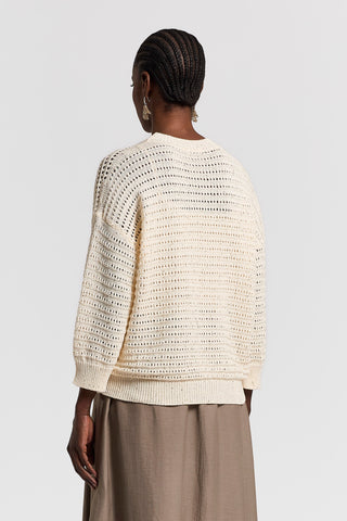 Sequined pure cotton yarn sweater