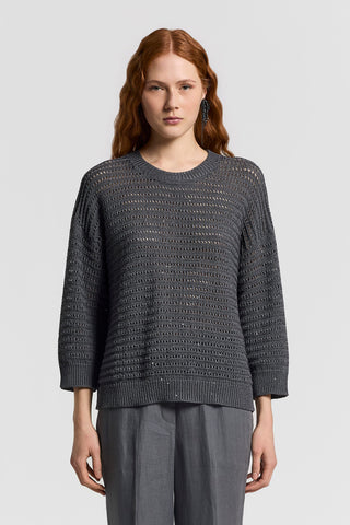 Sequined pure cotton yarn sweater