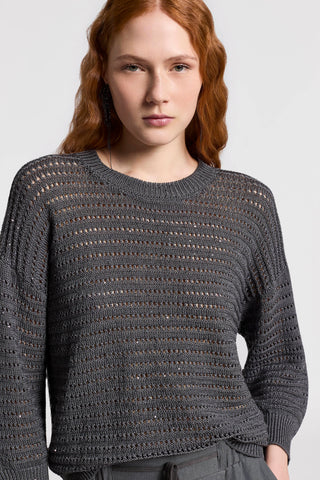 Sequined pure cotton yarn sweater