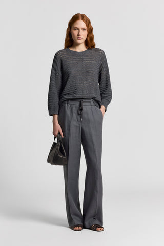 Sequined pure cotton yarn sweater