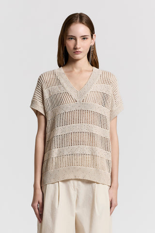 Pure cotton V-neck sweater