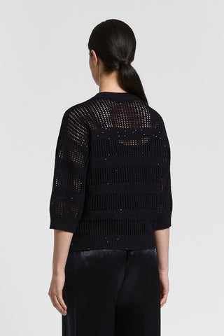 Sequined pure cotton sweater