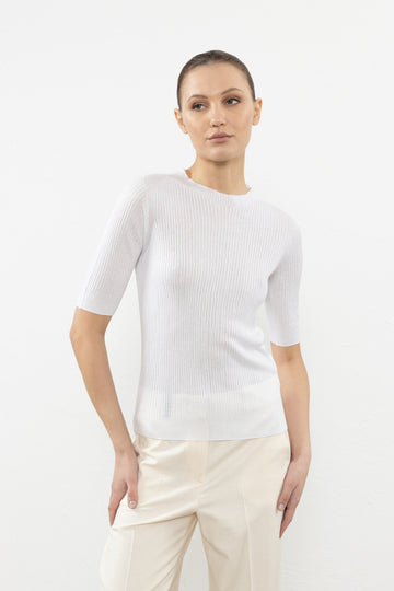 Viscose yarn ribbed sweater  