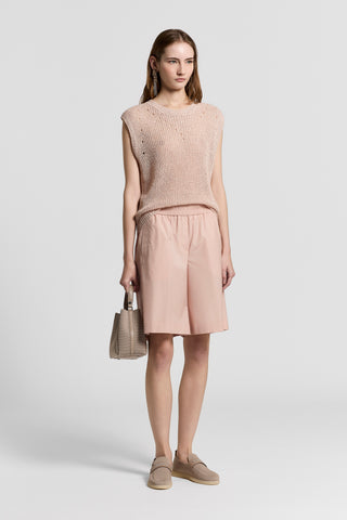 Linen mouliné top with sequins