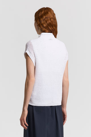 Sequined linen mouliné cardigan