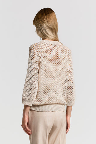 Micro-sequined cotton sweater