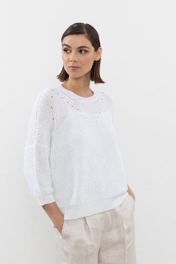 Pure cotton cordonnet and mini-sequin sweater – Peserico