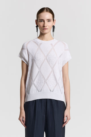 Sequined pure cotton sweater