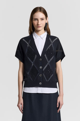 Sequined pure cotton cardigan