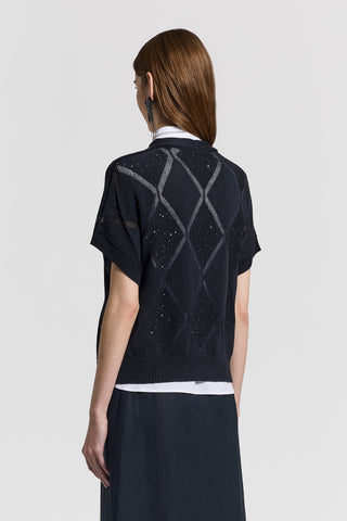 Sequined pure cotton cardigan