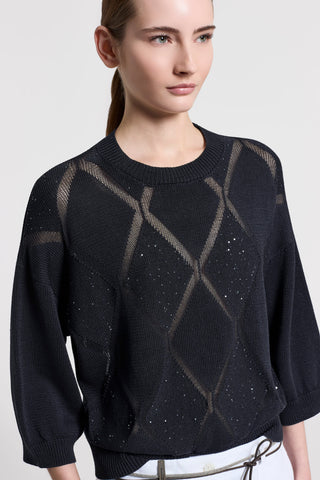 Pure cotton sweater with inlaid pattern