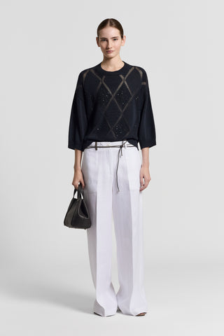 Pure cotton sweater with inlaid pattern