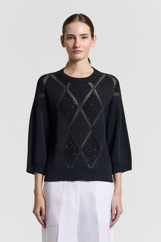 Pure cotton sweater with inlaid pattern