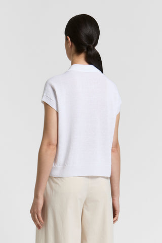 Cotton linen polo-style sweater
