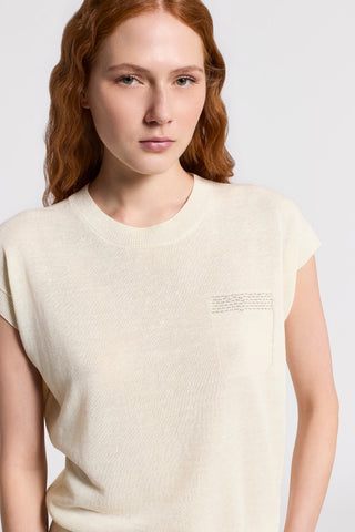 Cotton/linen crewneck sweater