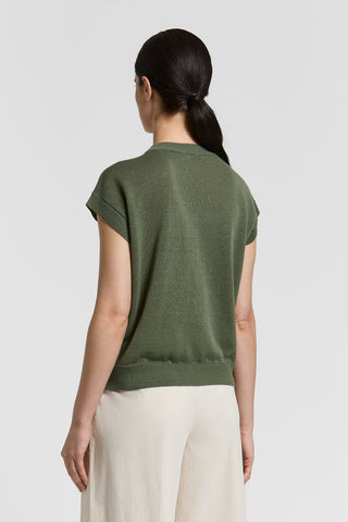 Cotton/linen crewneck sweater