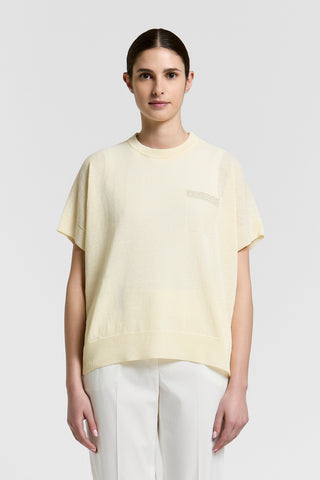 Linen and cotton short-sleeved sweater
