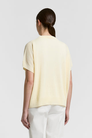 Linen and cotton short-sleeved sweater
