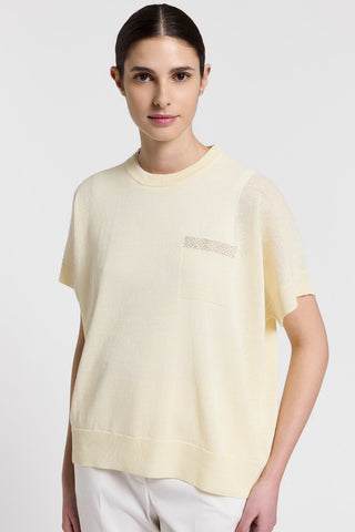 Linen and cotton short-sleeved sweater