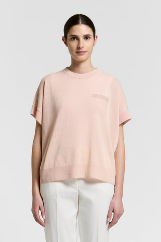 Linen and cotton short-sleeved sweater