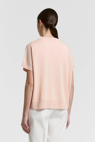 Linen and cotton short-sleeved sweater