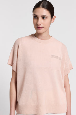 Linen and cotton short-sleeved sweater